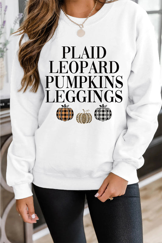 A White Thanksgiving Pumpkin Slogan Print Crewneck Sweatshirt