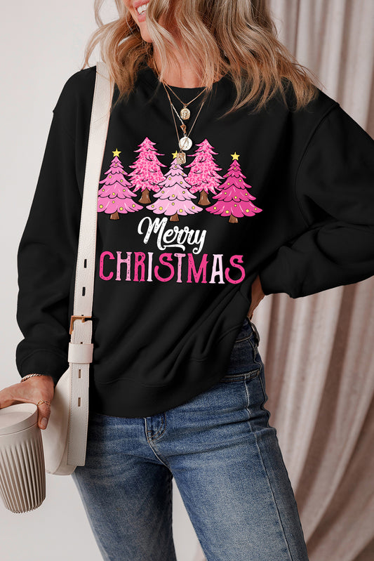 Black Merry Christmas Graphic Sweatshirt