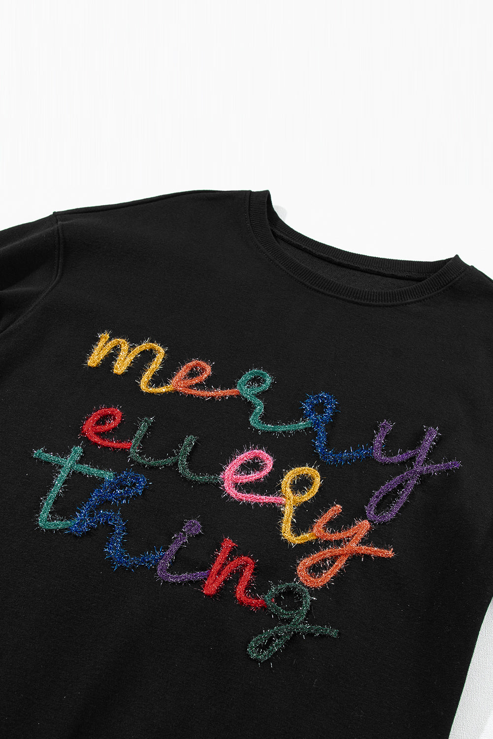 Merry Every Thing Glitter Letter Christmas Sweatshirt