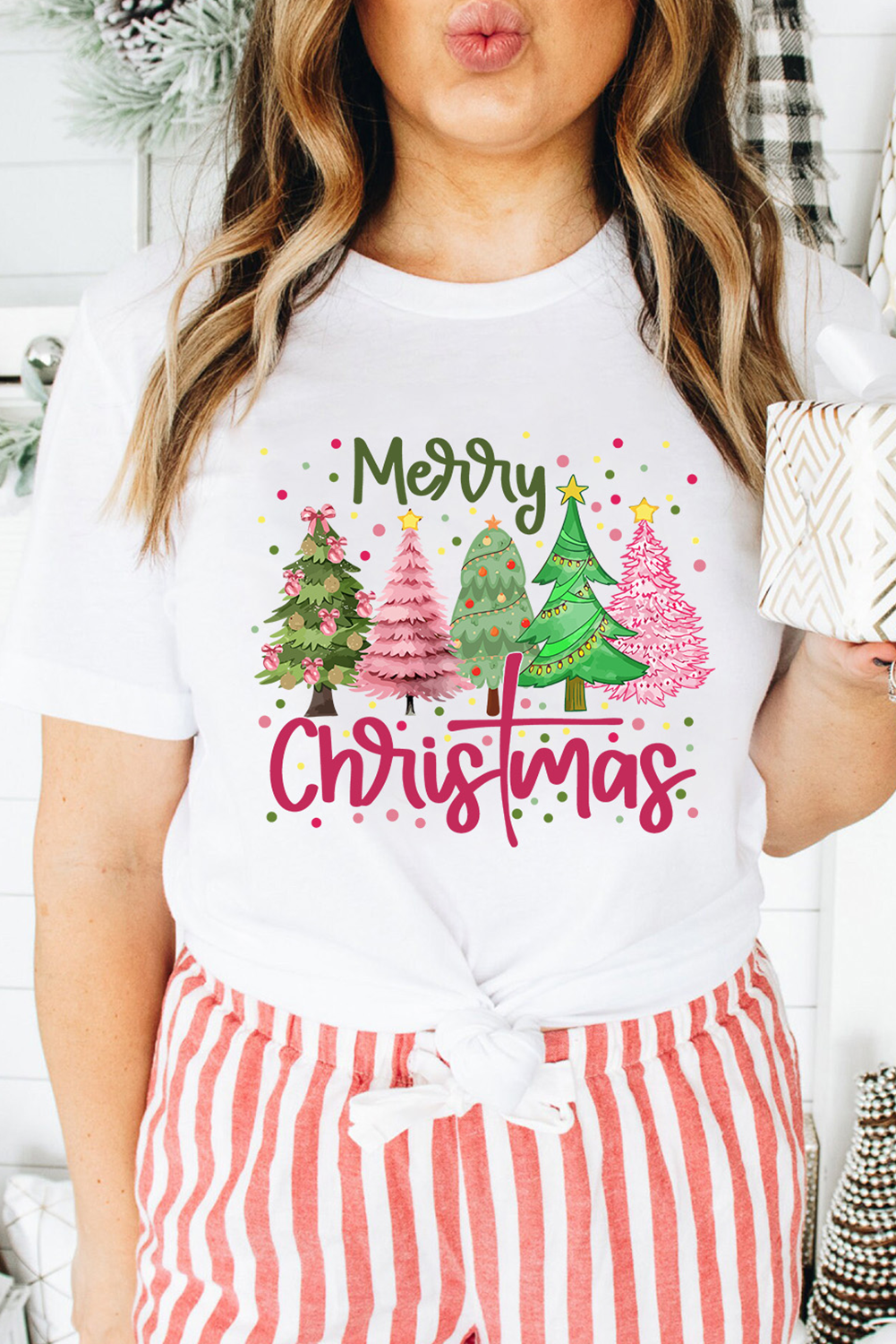 White Merry Christmas Graphic T Shirt