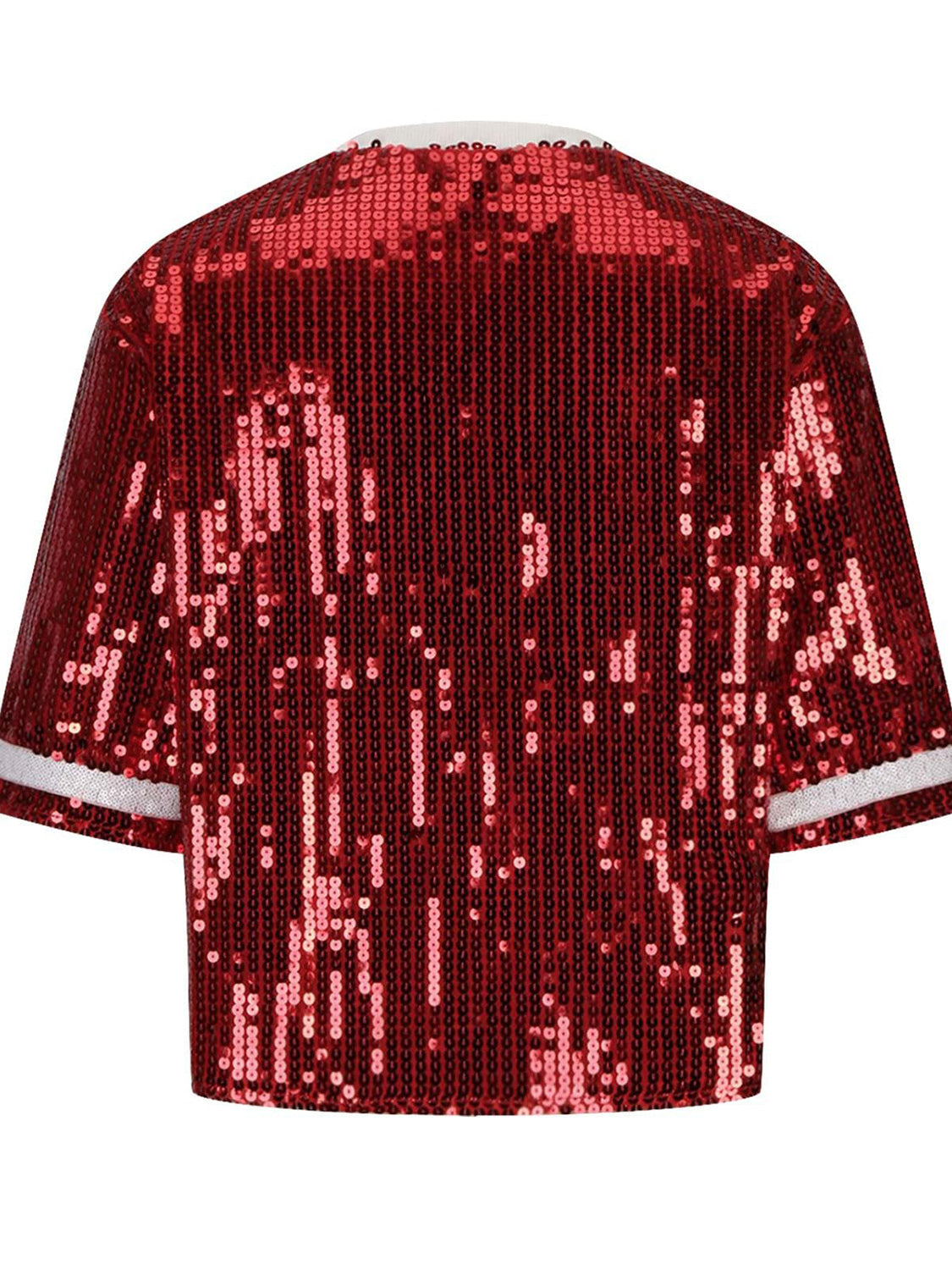 A Sequin Football Round Neck Half Sleeve Top