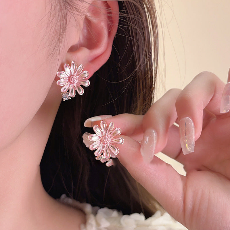 Drip Oil Flower Alloy Stud Earrings