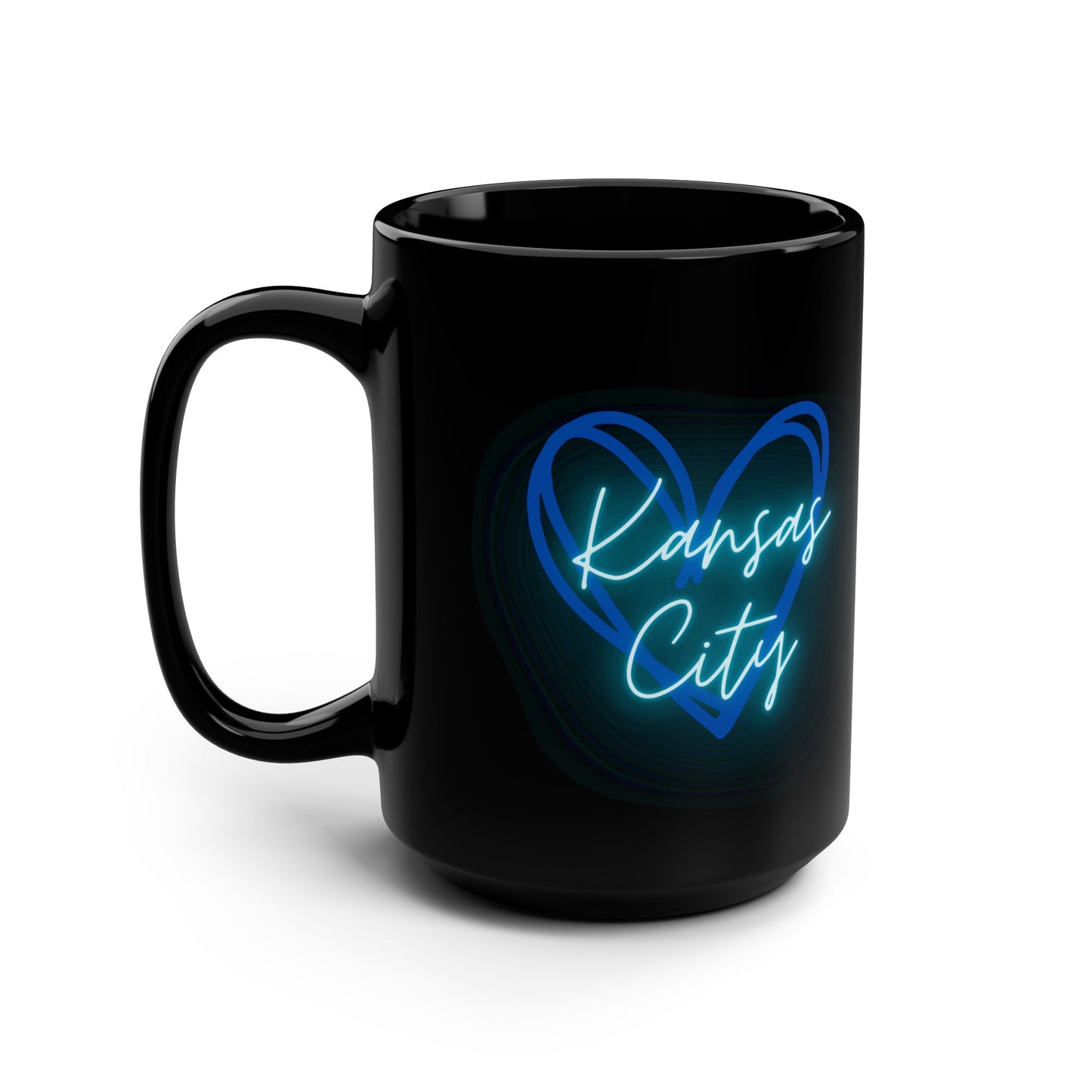 Kansas City Hearts Black Mug, 15oz