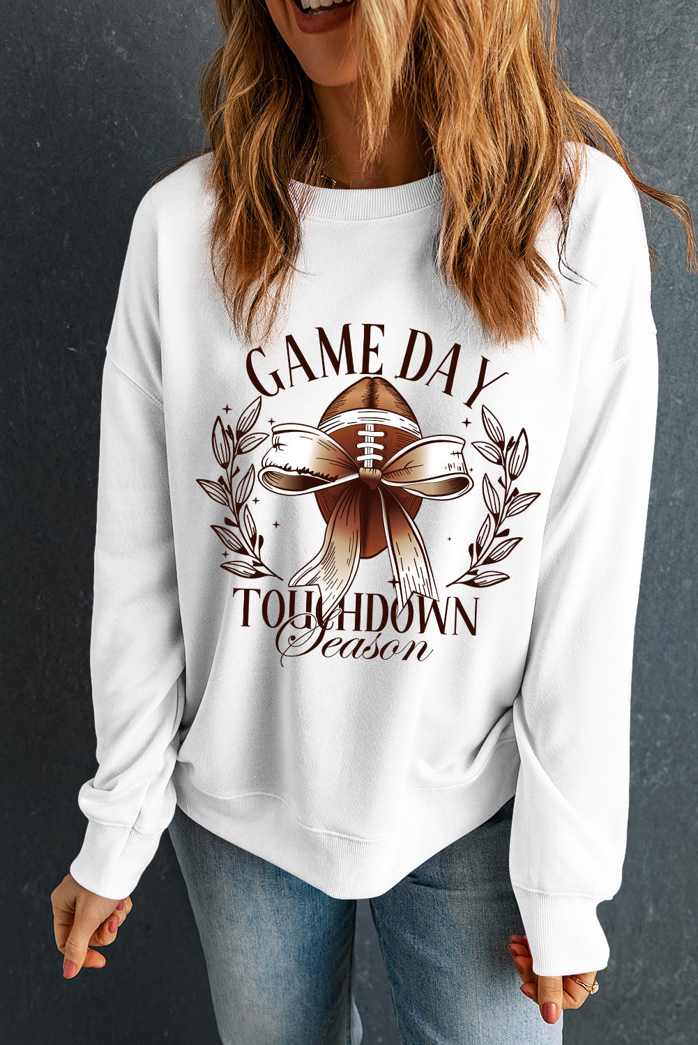 A GAME DAY Bowknot Football Graphic Sweatshirt