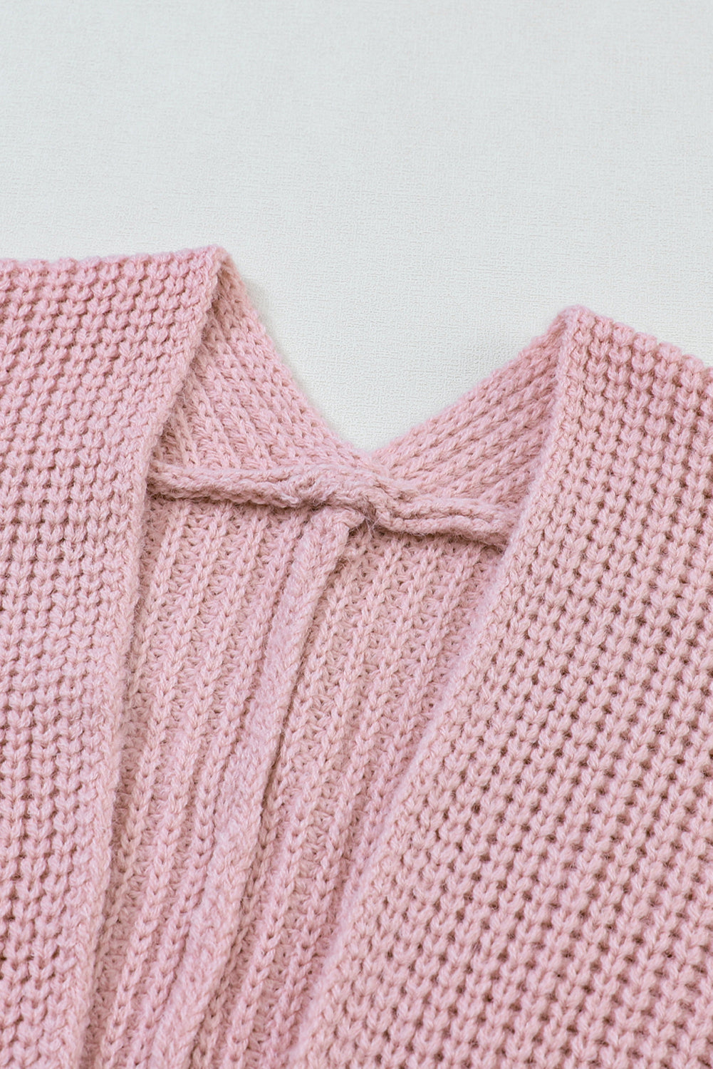 Pink Batwing Sleeve Pocket Oversized Cable Knit Cardigan