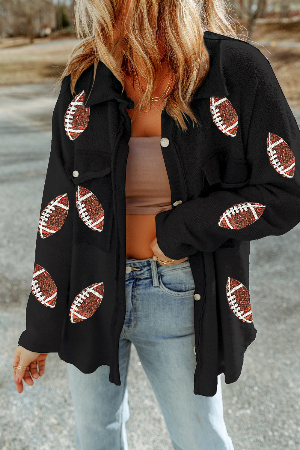 Black Fleece Baseball Graphic Buttoned Front Shacket