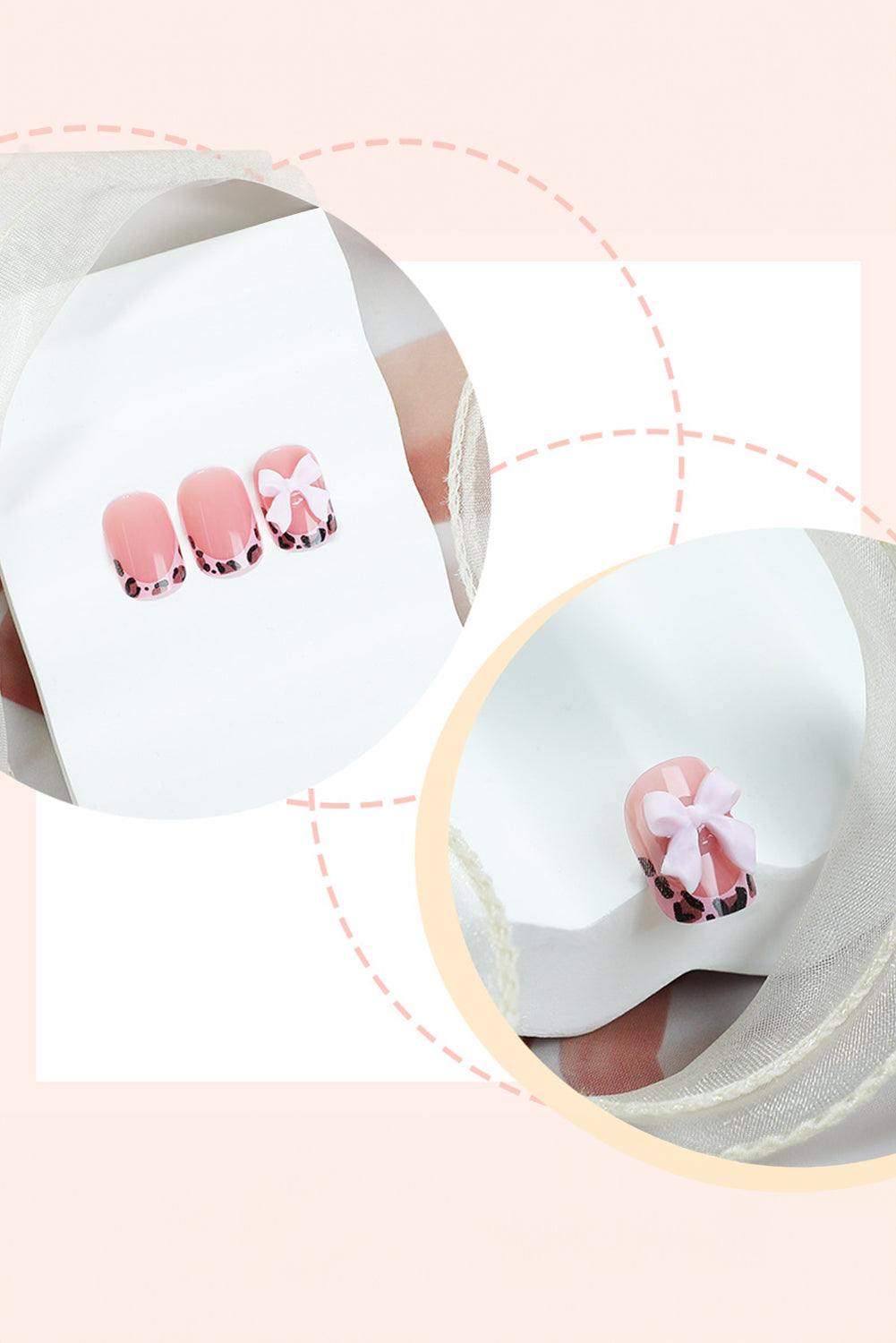 Pink Bow Leopard Print Press On Nails