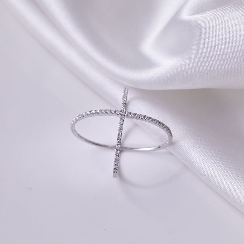 Sterling Silver Moissanite Crisscross Ring