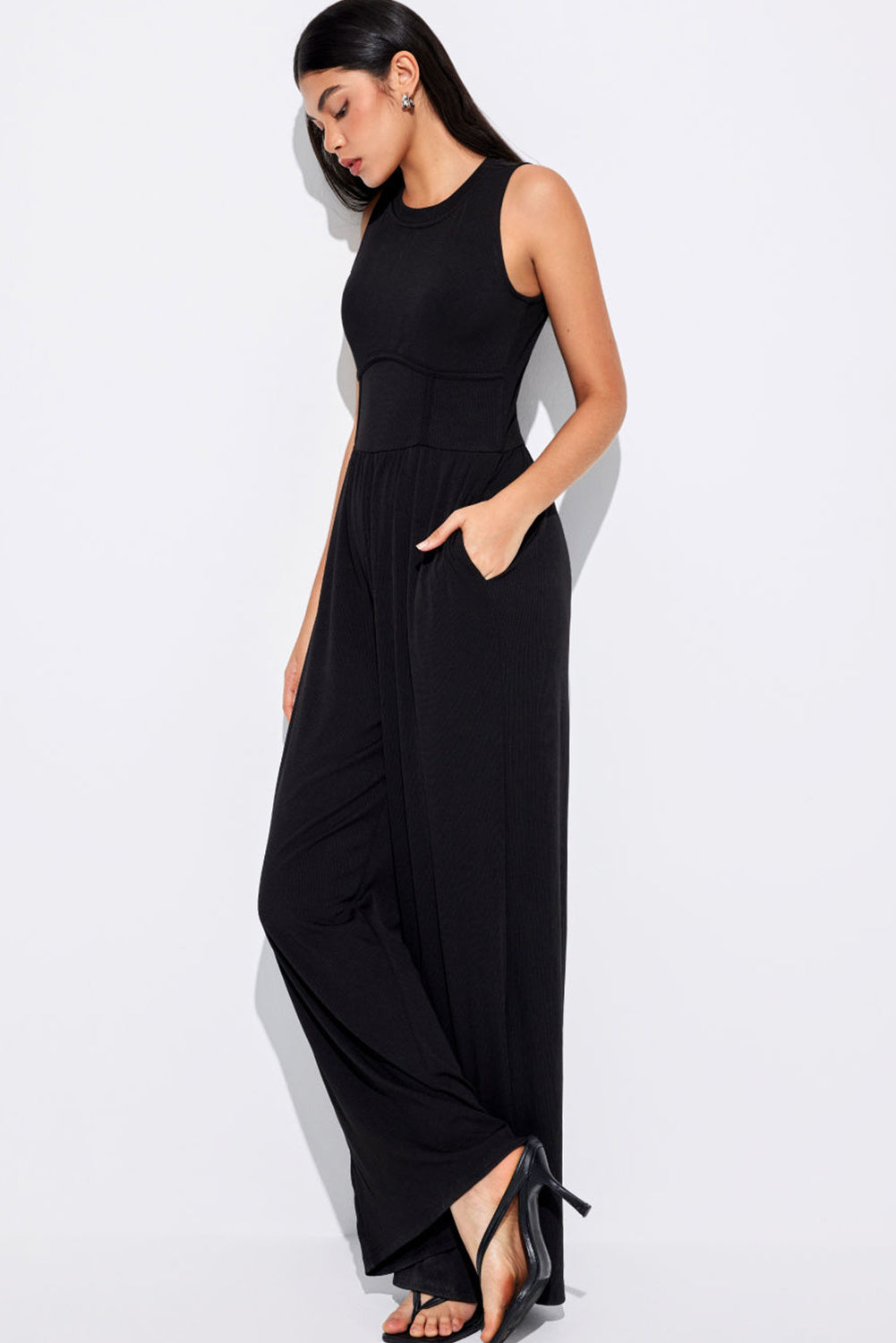 Sleeveless High Waist Wide Leg Jumpsuit