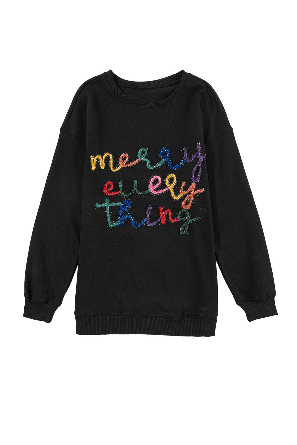 Merry Every Thing Glitter Letter Christmas Sweatshirt