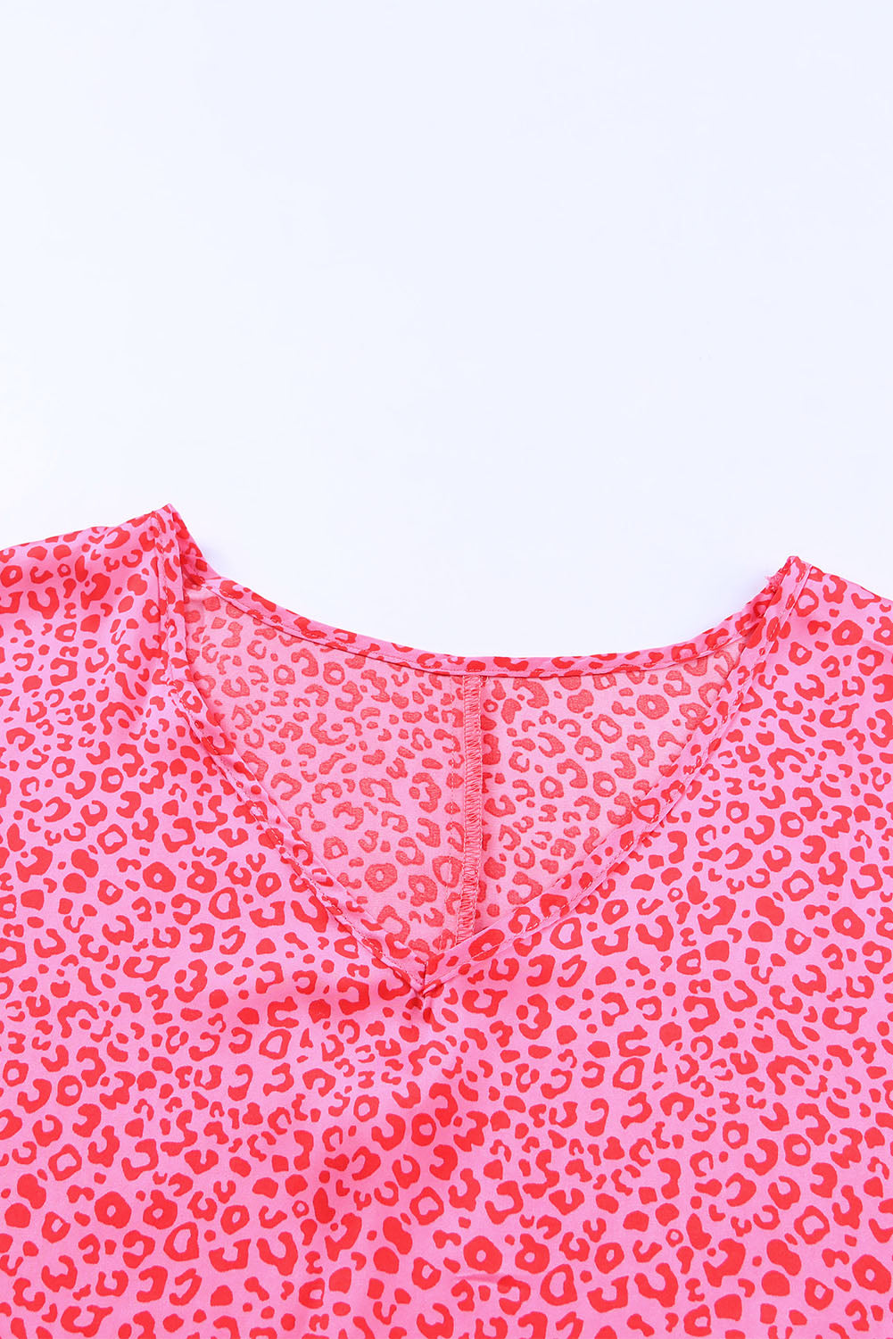 Rosy Leopard Print Oversized Casual Half Sleeve V Neck Top