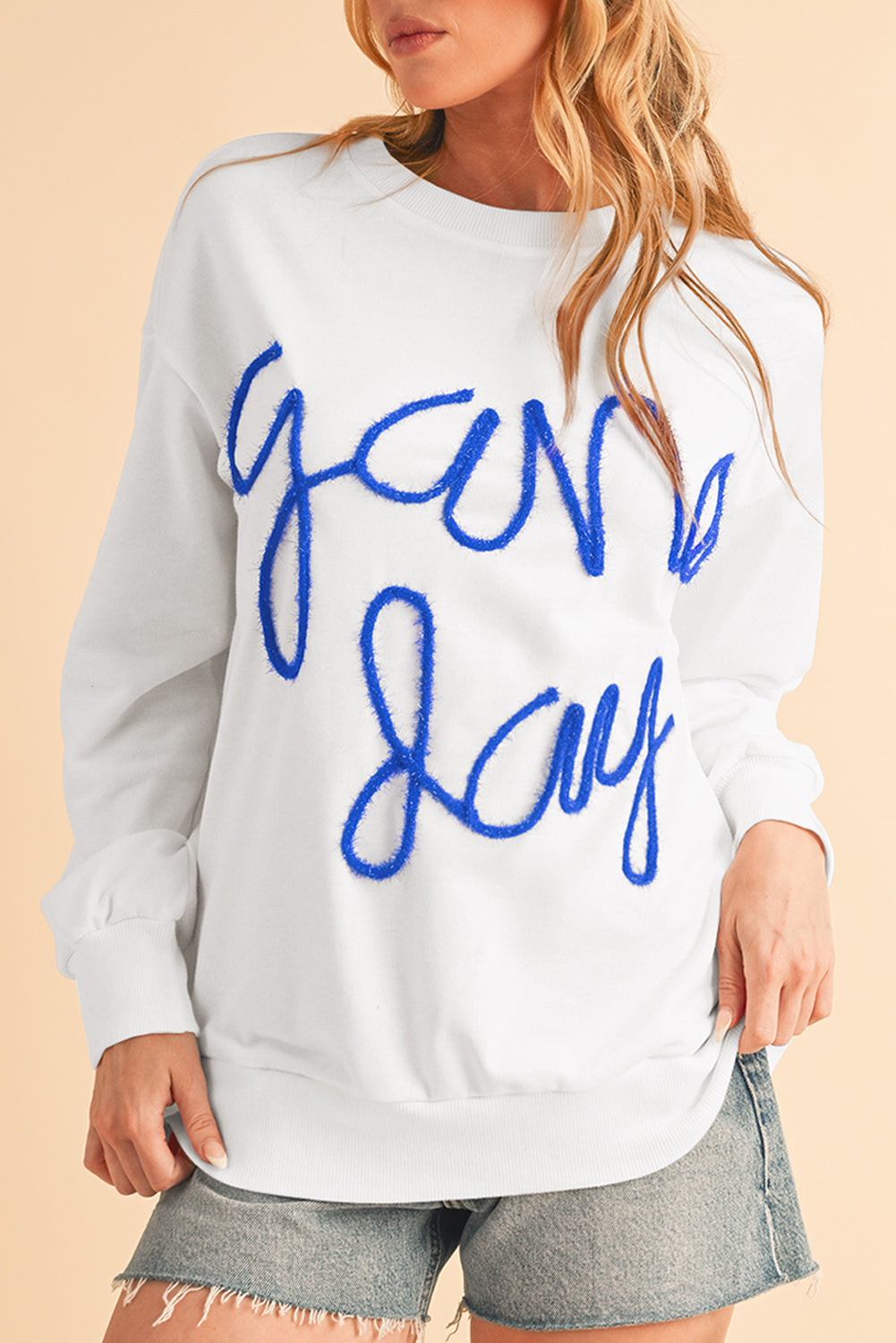 Black Tinsel Game Day Drop Shoulder Sweatshirt