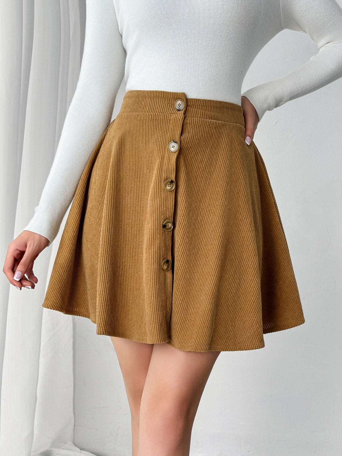 Carmal Buttoned Mini Skirt