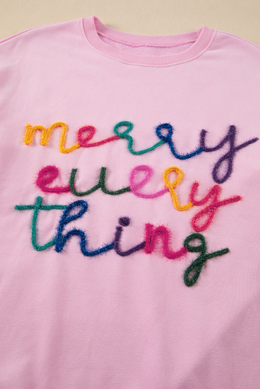 Merry Every Thing Glitter Letter Christmas Sweatshirt