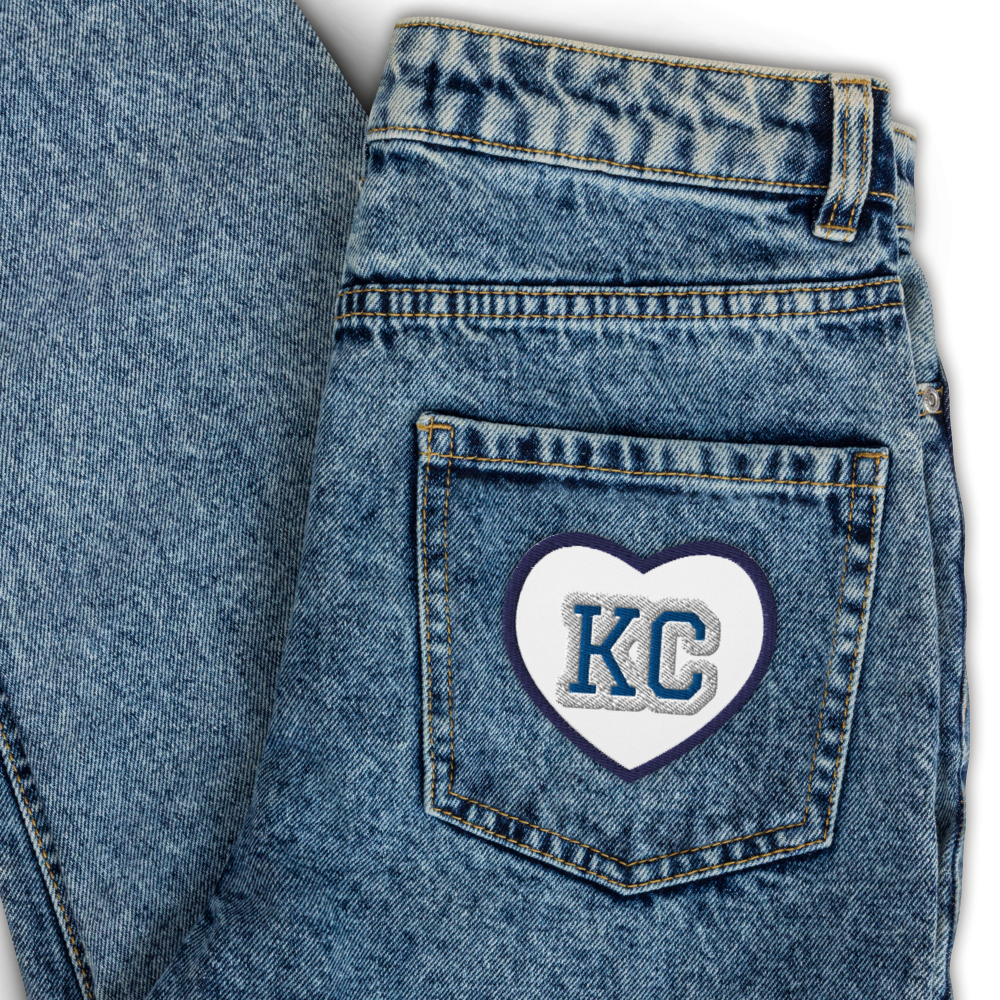 Blue Royals KC Heart Iron On Patch