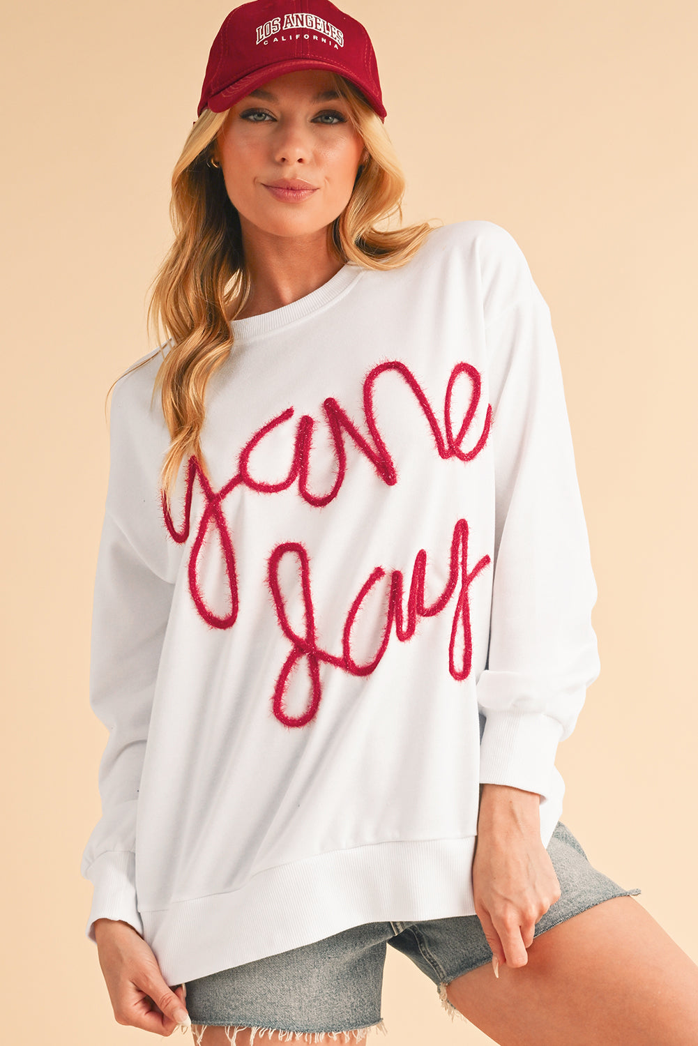 Black Tinsel Game Day Drop Shoulder Sweatshirt