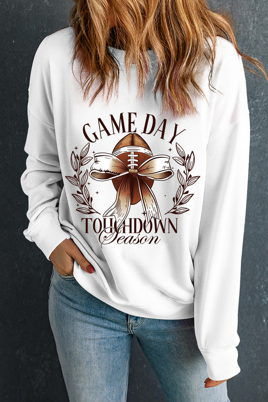 A GAME DAY Bowknot Football Graphic Sweatshirt