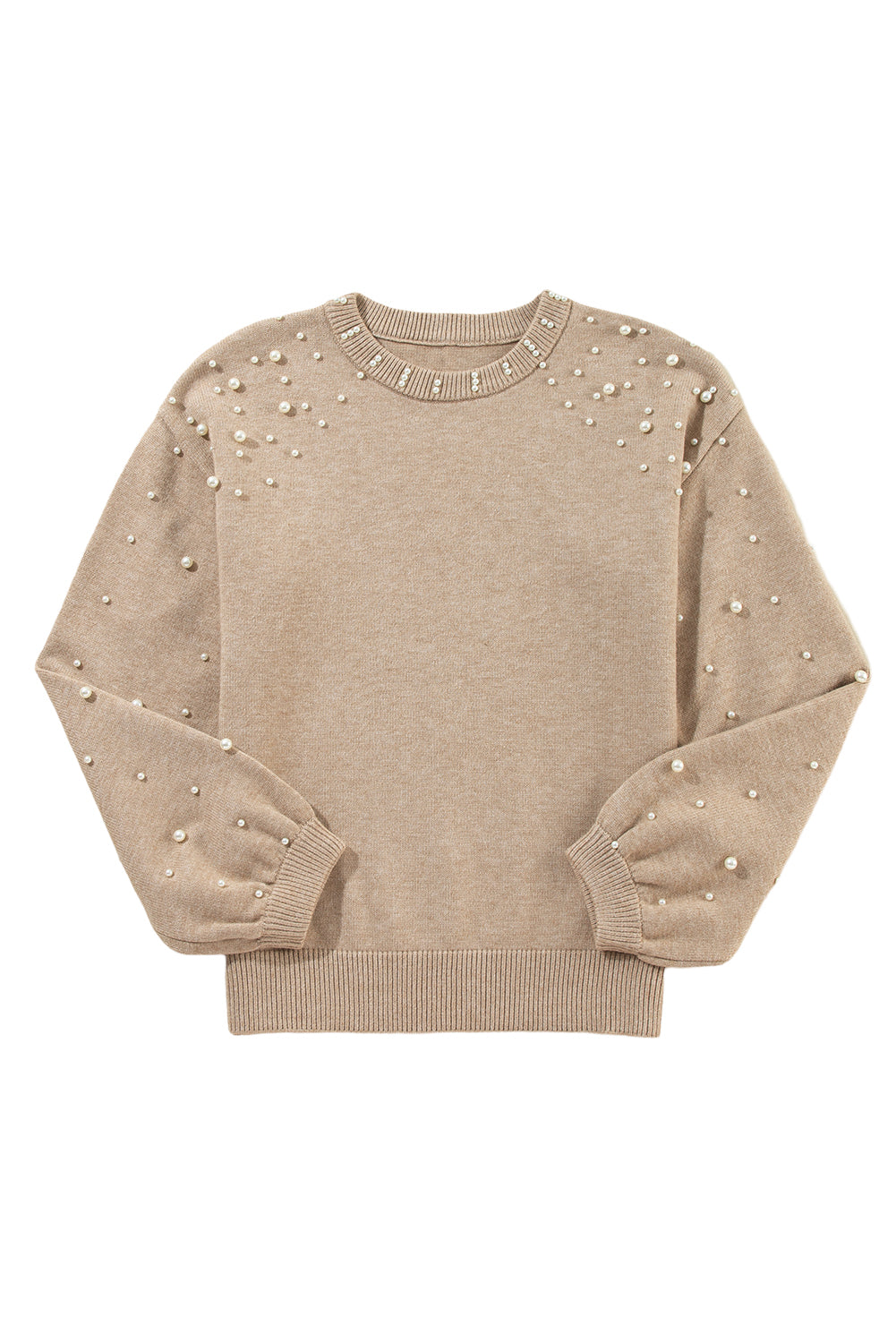 Evergreen Pearl Drop Shoulder Round Neck Sweater