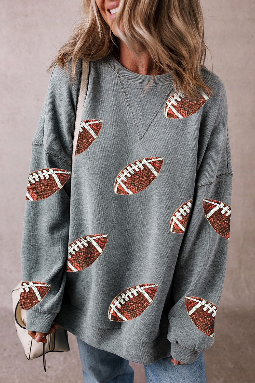 Medium Grey Game Day Football Graphic Sweatshirt