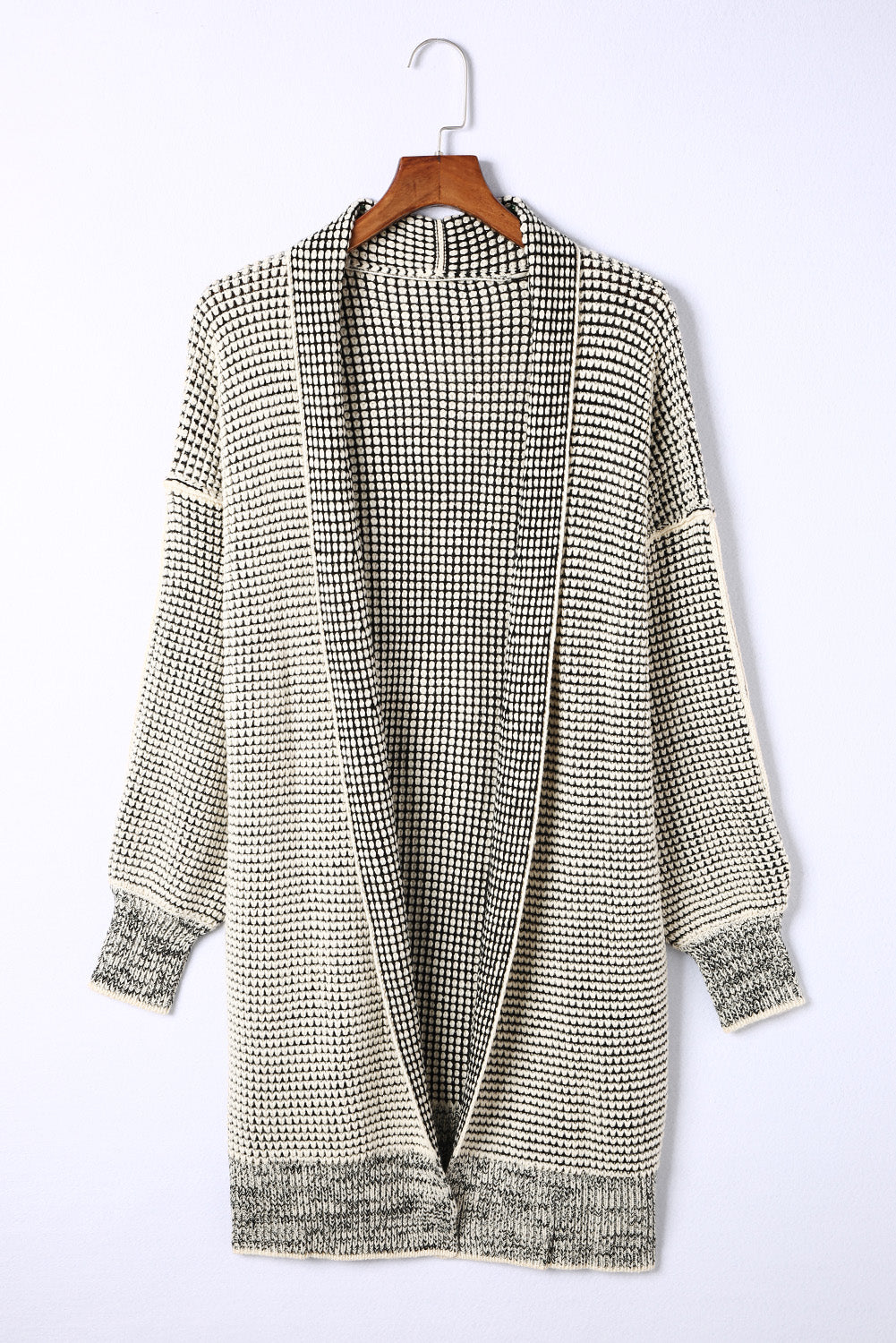 Plaid Contrast Trim Casual Knit Cardigan