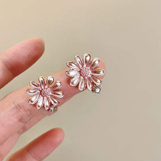 Drip Oil Flower Alloy Stud Earrings