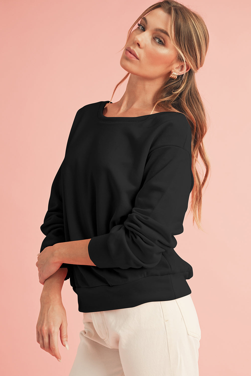 Pale Chestnut Bowknot Dewback Round Neck Sweatshirt