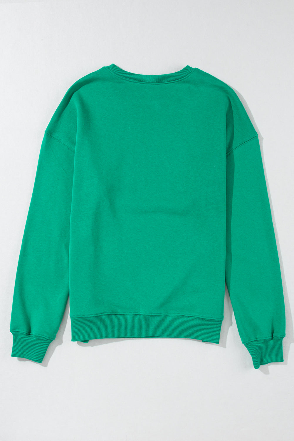 Green MERRY Print Drop Sleeve Pullover Sweatshirt