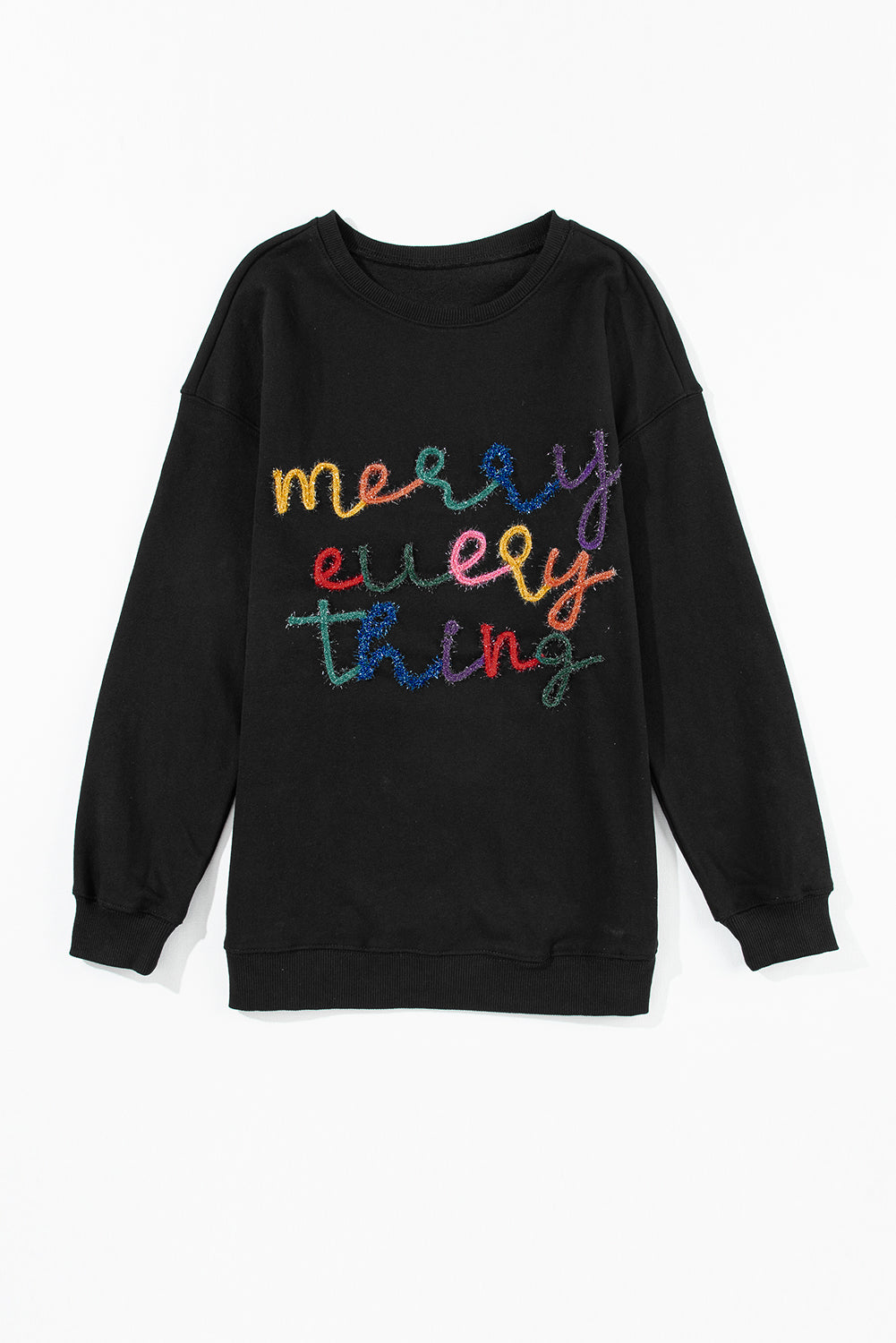 Merry Every Thing Glitter Letter Christmas Sweatshirt