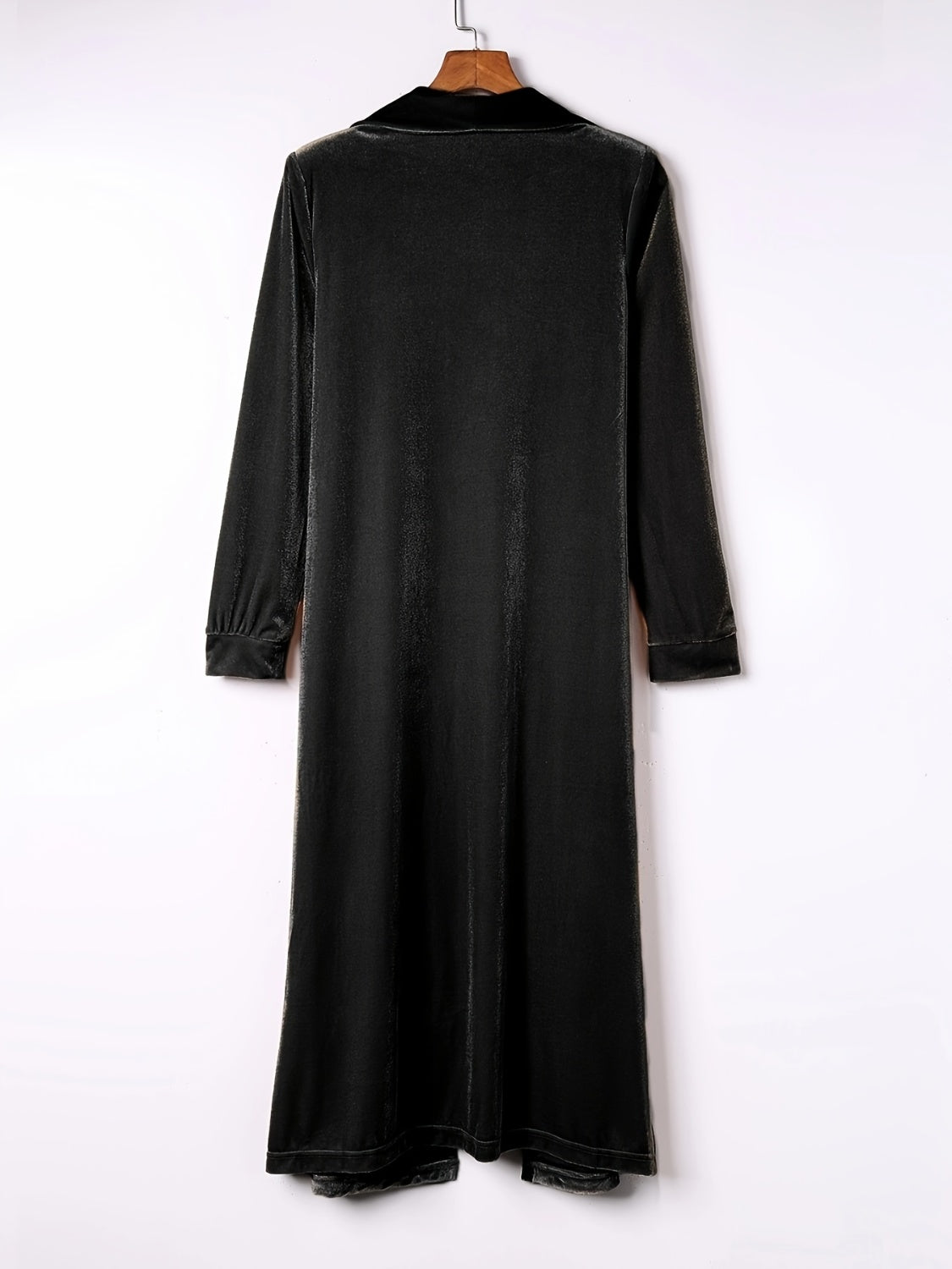 Open Front Long Sleeve Velvet Coat