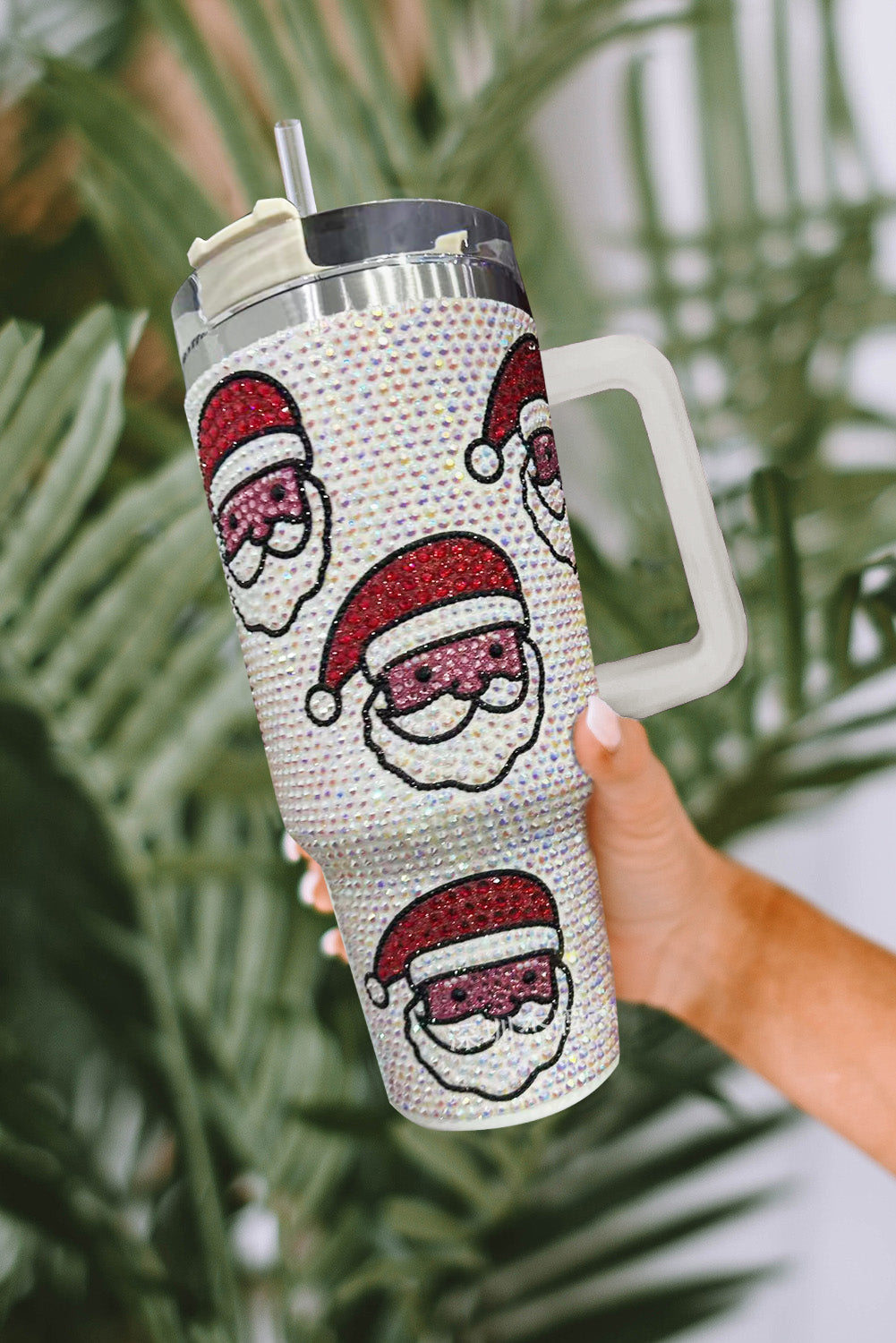 White Christmas Santa Diamond Water Cup