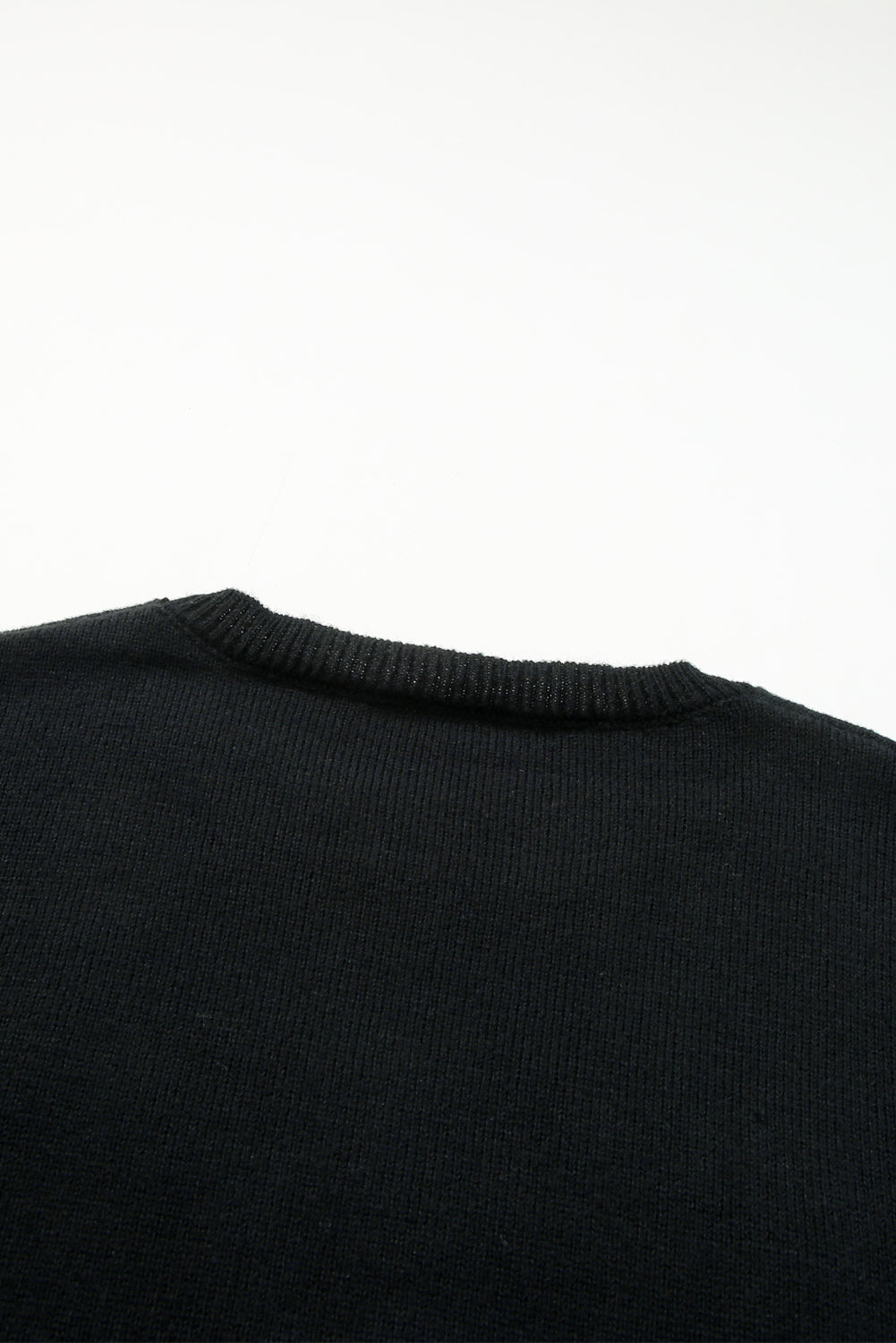 A Black Tinsel Holly Jolly Round Neck Knit Sweater