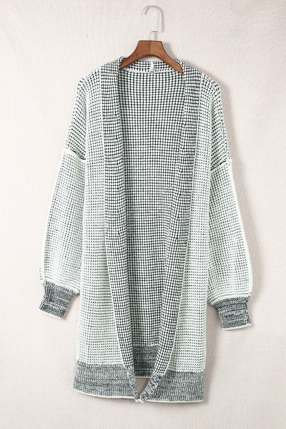 Plaid Contrast Trim Casual Knit Cardigan