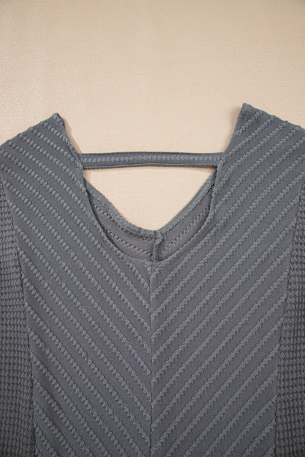 Sleet V Neck Chevron Texture Patchwork Long Sleeve Top