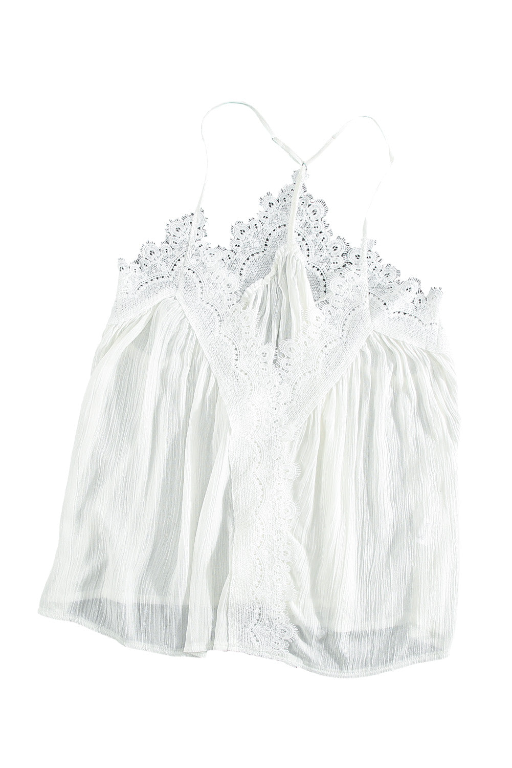 Ivory Flowy V Neck Spaghetti Strap Lace Camisole