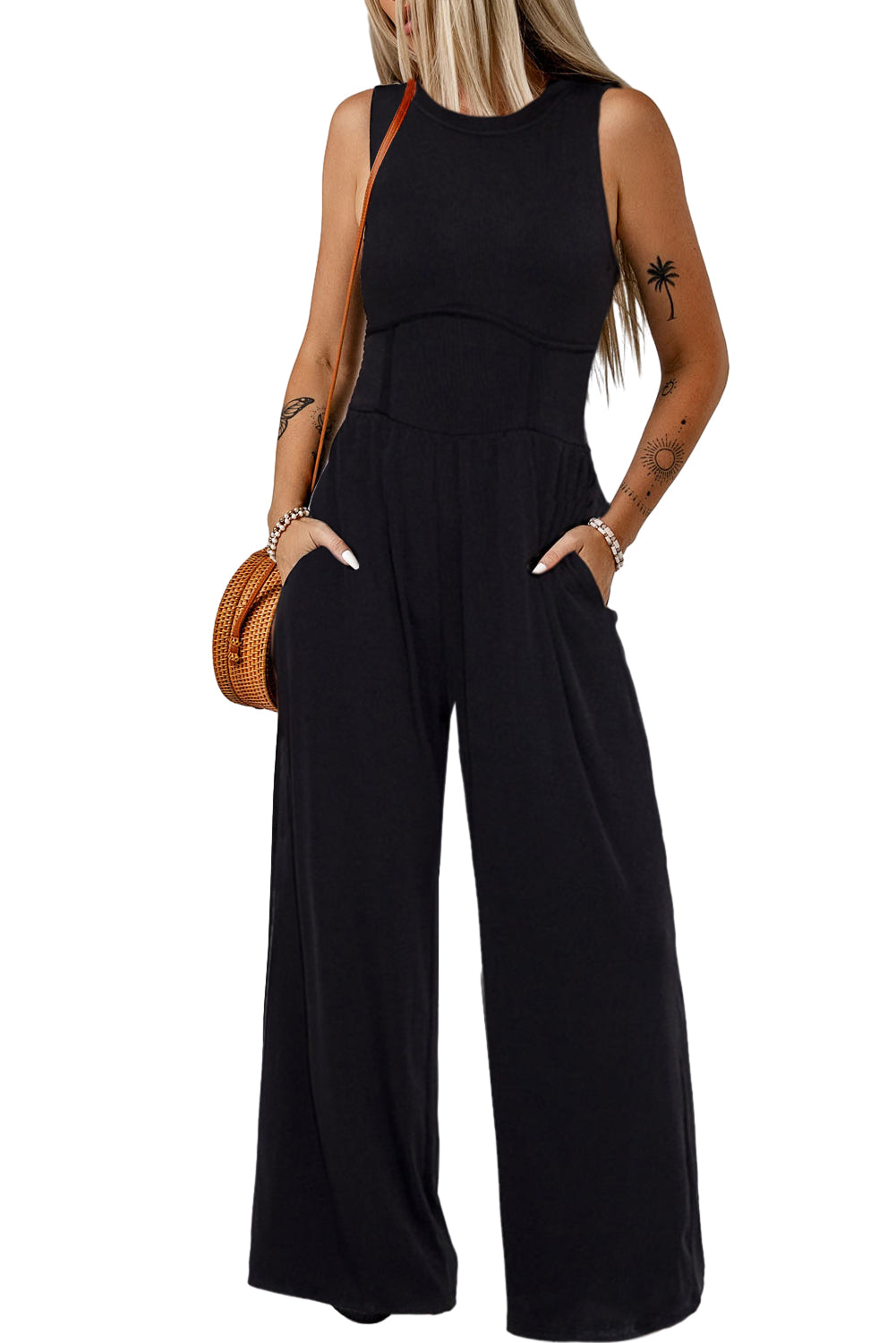 Sleeveless High Waist Wide Leg Jumpsuit