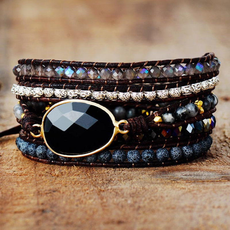 Black Agate Beaded Bracelet