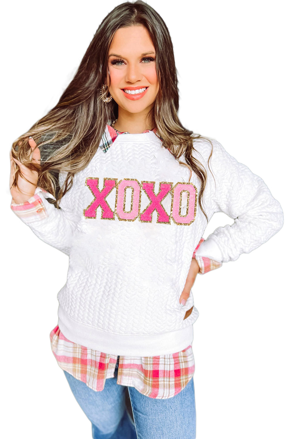 A Merry and Bright Quilted Multi Colored Sweatshirt