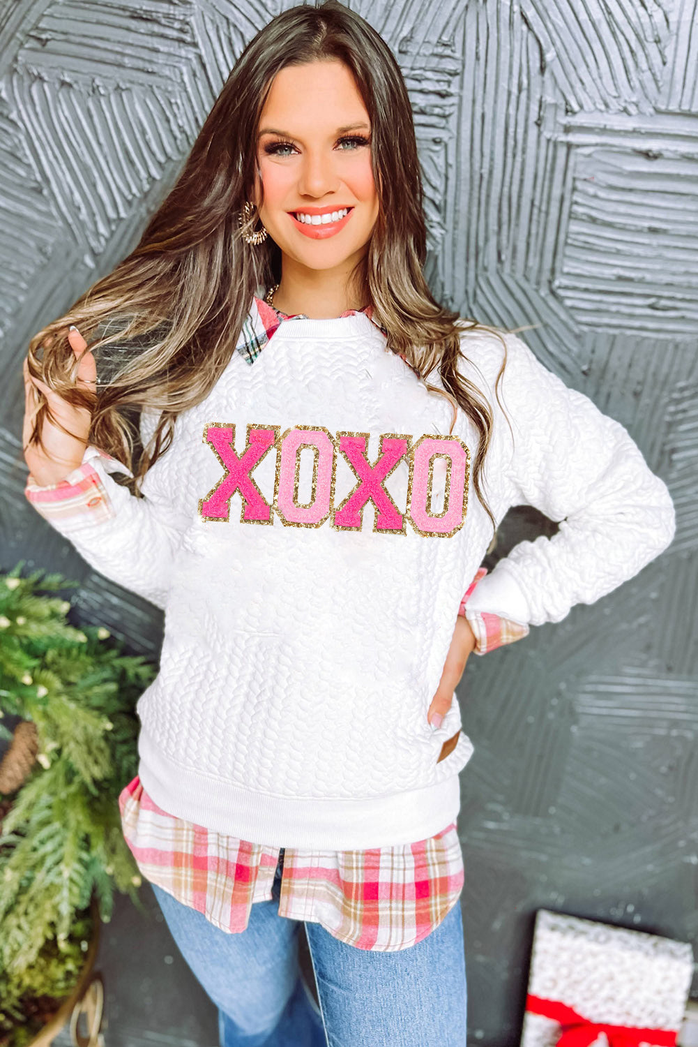 A Merry and Bright Quilted Multi Colored Sweatshirt