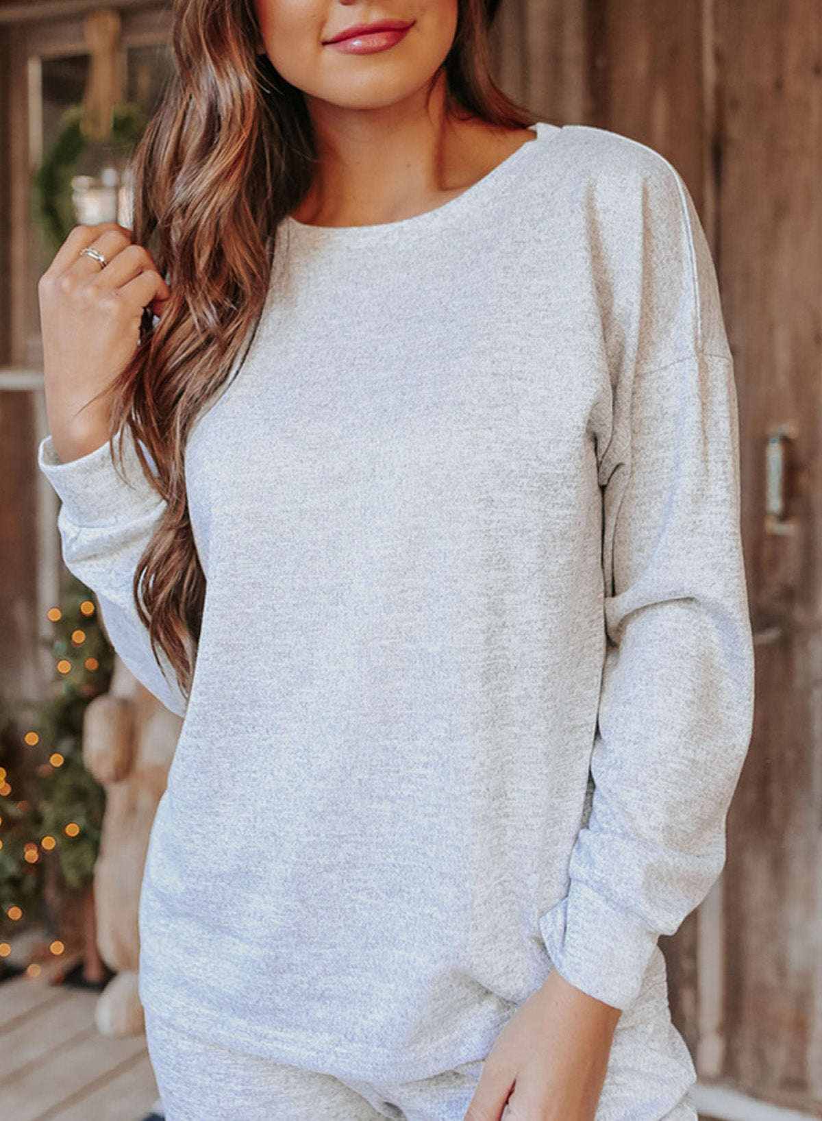 Casual Long Sleeve Pullover & Joggers Pajamas Set