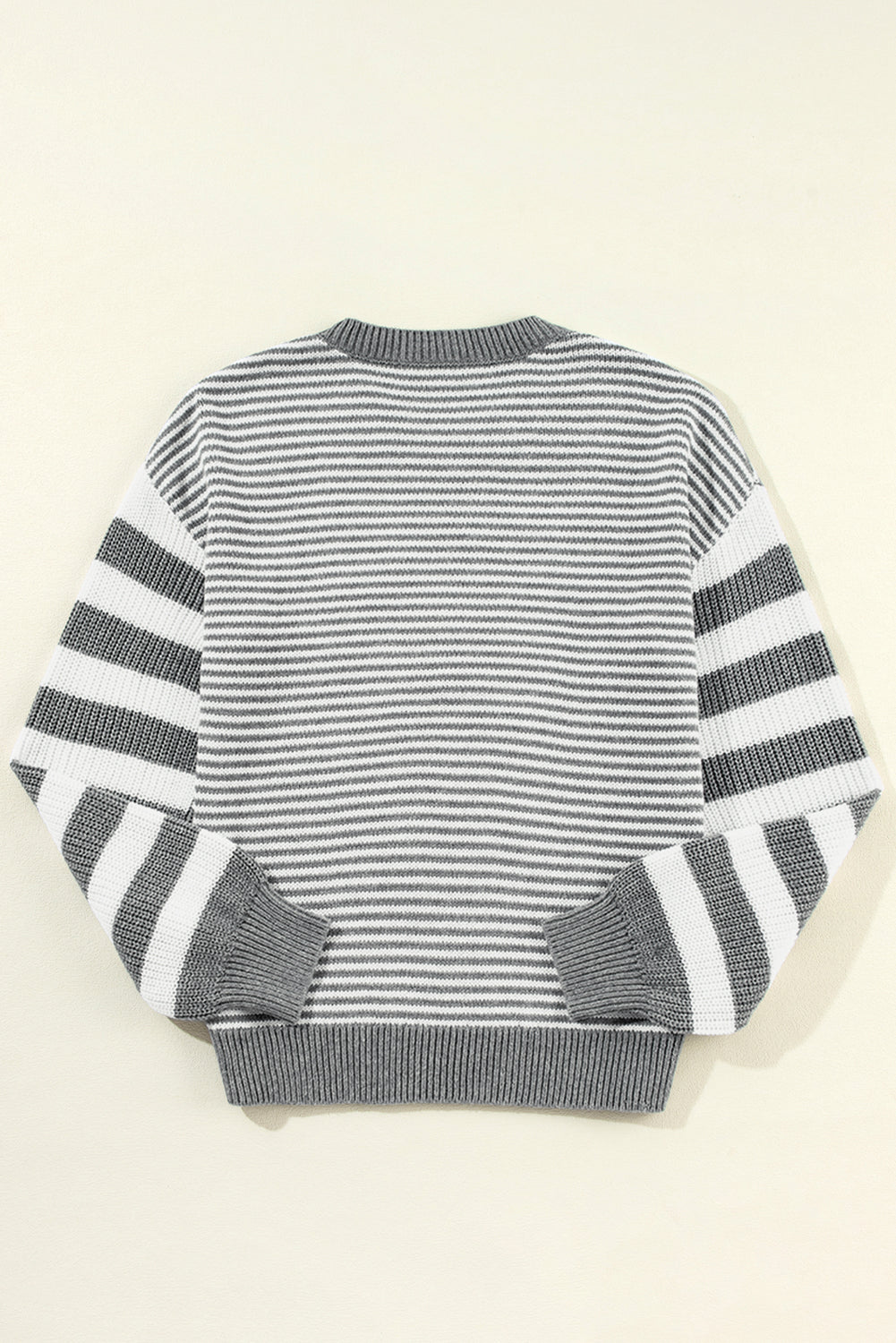 Red and White Stripe Twisted Knitted Drop Shoulder Sweater