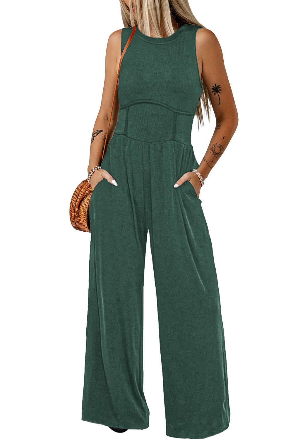 Sleeveless High Waist Wide Leg Jumpsuit