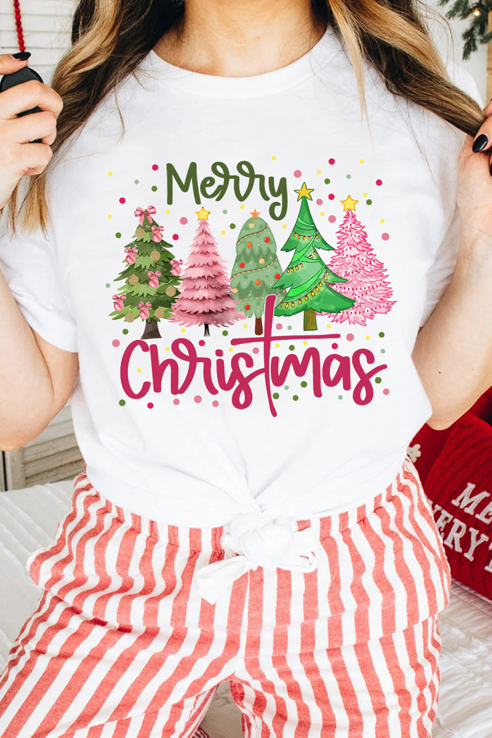 White Merry Christmas Graphic T Shirt