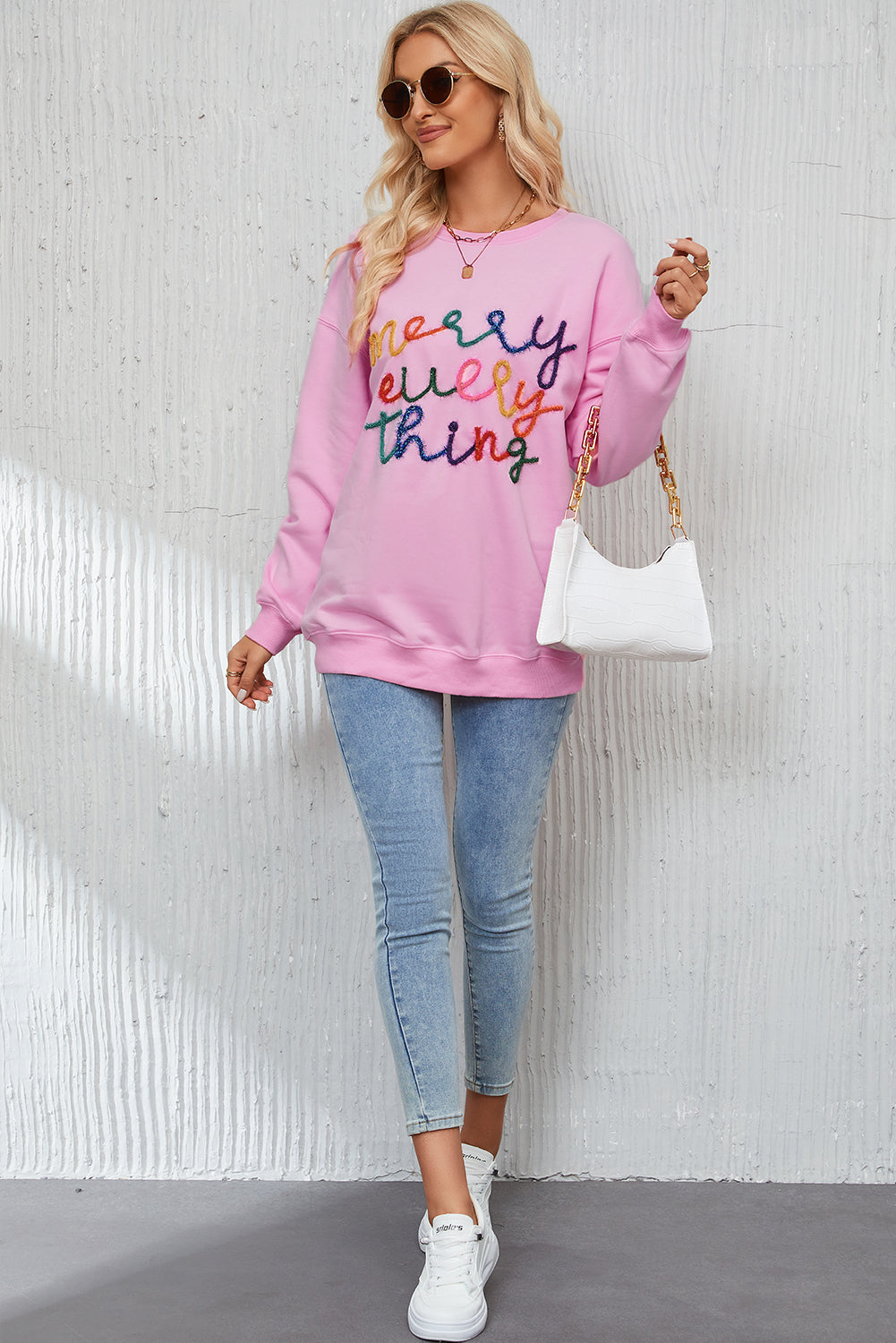 Merry Every Thing Glitter Letter Christmas Sweatshirt