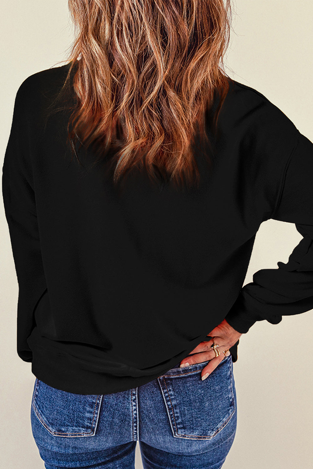 Black Football Bow Knot Graphic Crew Neck Sweatshirt