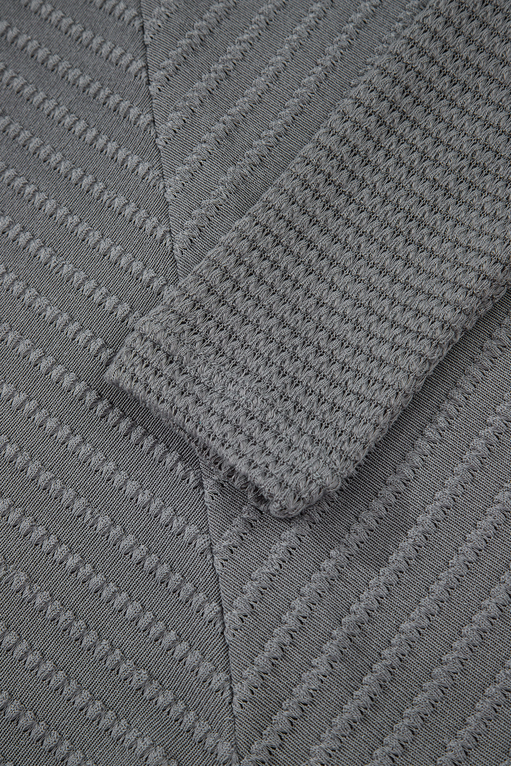 Sleet V Neck Chevron Texture Patchwork Long Sleeve Top