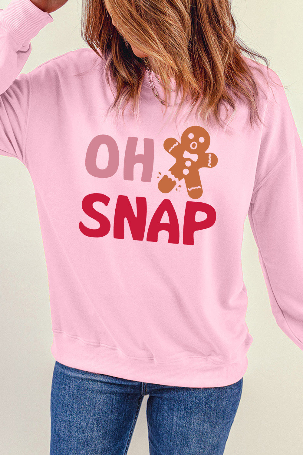 A Pink Christmas OH SNAP Gingerbread Man Graphic Sweatshirt