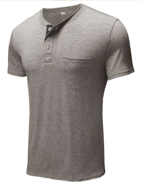 Men's Henley Neck Cotton Leisure T-shirt