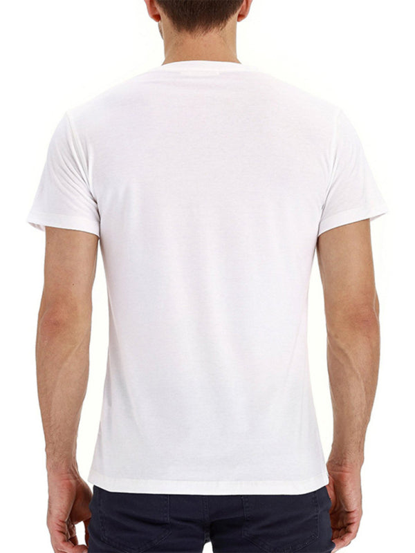 Men's Henley Neck Cotton Leisure T-shirt